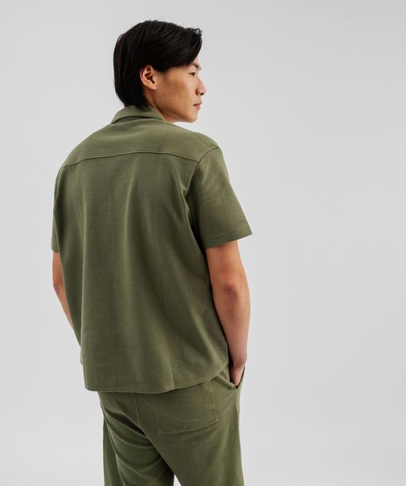 Chemise manches courtes à col cubain en maille piquée homme vue3 - GEMO 4G HOMME - GEMO