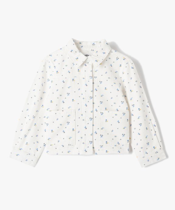 Veste fille en denim à motifs fleuris vue1 - GEMO 4G FILLE - GEMO