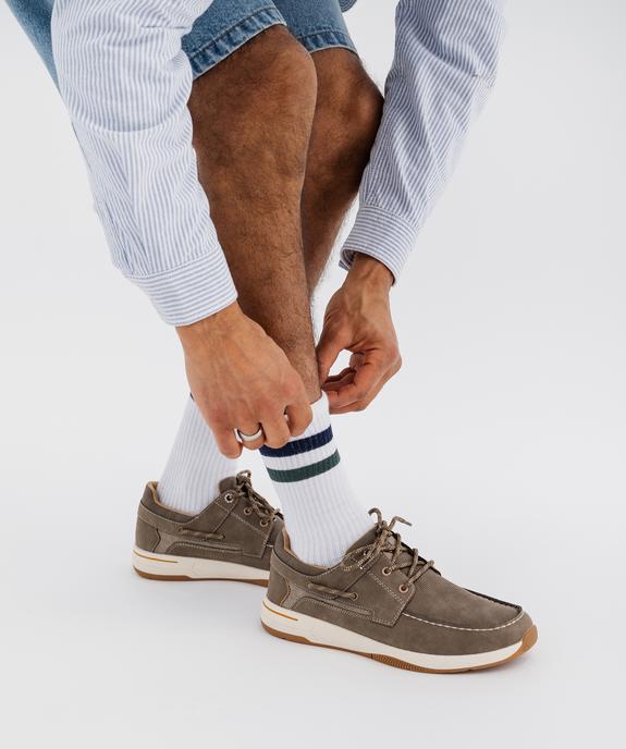 Chaussures bateau à lacets et semelle sport homme vue1 - URBAN STEPS - GEMO