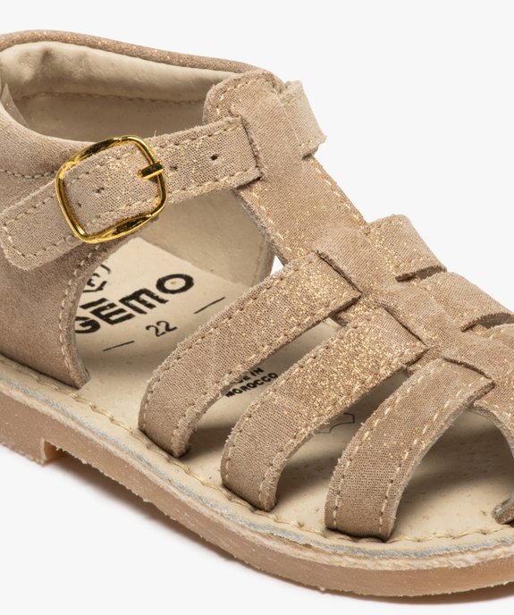 Sandales bébé fille à brides en cuir finement pailletées vue6 - GEMO(BEBE DEBT) - GEMO