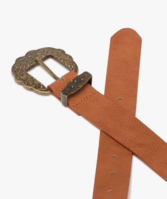 Ceinture femme grainée avec grosse boucle en métal travaillé vue2 - GEMO (ACCESS) - GEMO