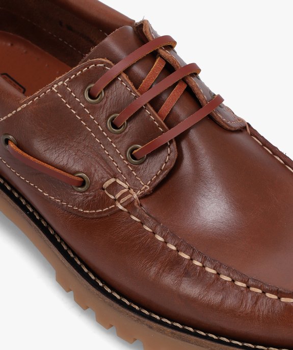 Chaussures bateau homme dessus cuir uni - Tanéo vue6 - TANEO - GEMO