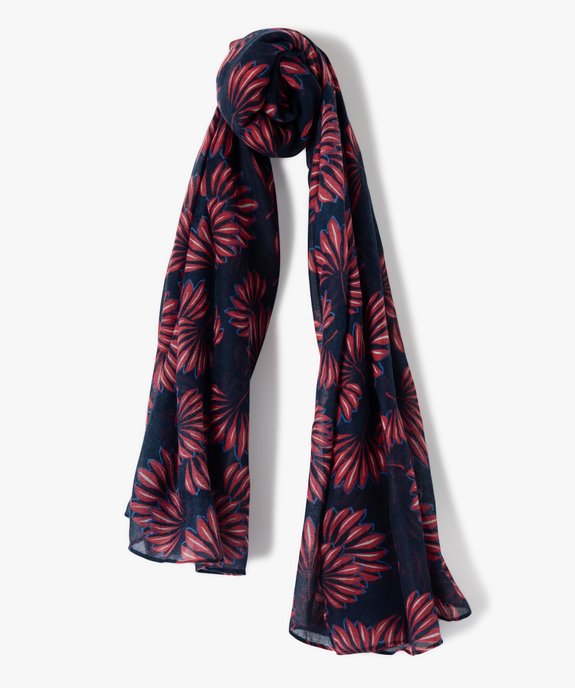 Foulard femme à motif fleuri rectangulaire vue1 - GEMO 4G FEMME - GEMO