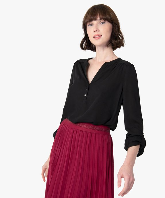 Blouse femme en voile avec manches retroussables vue1 - GEMO(FEMME PAP) - GEMO