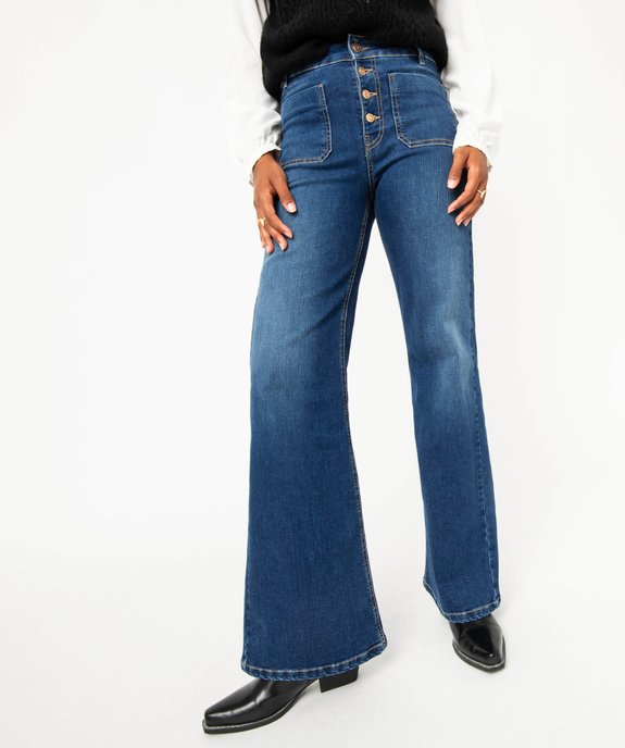 Jean flare avec braguette boutonnée femme vue1 - GEMO(FEMME PAP) - GEMO