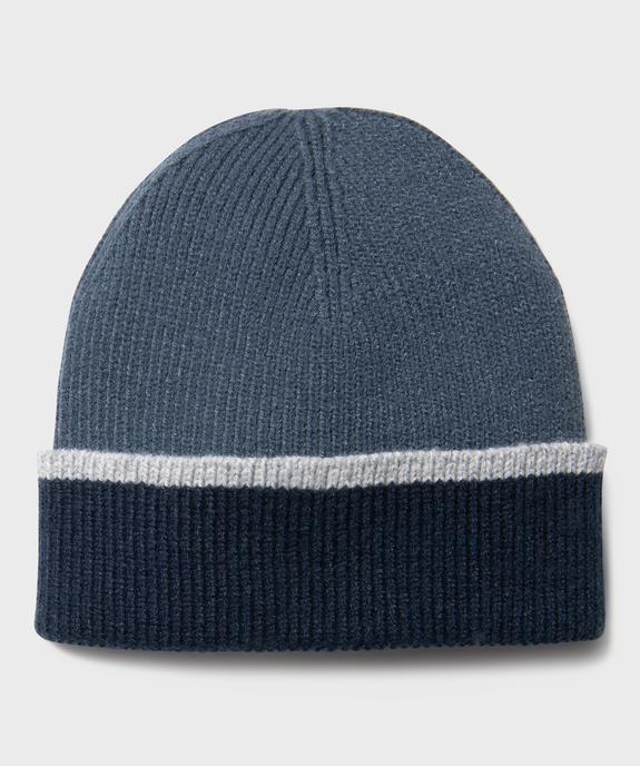 Bonnet en maille tricolore avec revers garçon vue2 - GEMO (ENFANT) - GEMO