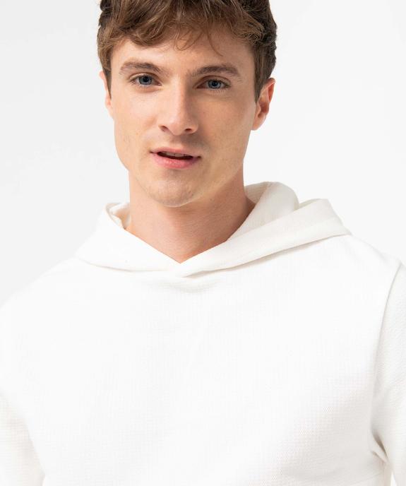 Sweat homme à capuche en coton piqué vue2 - GEMO (HOMME) - GEMO