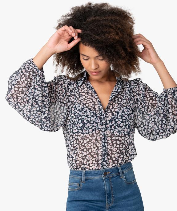 Chemise femme en voile à motif fleuri  vue2 - GEMO(FEMME PAP) - GEMO