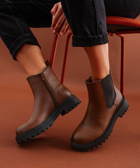 Boots crantés avec élastique latéral femme - 5 Miles - 5 MILES Boots crantés avec élastique latéral femme - 5 Miles vue1 - 5 MILES - GEMO