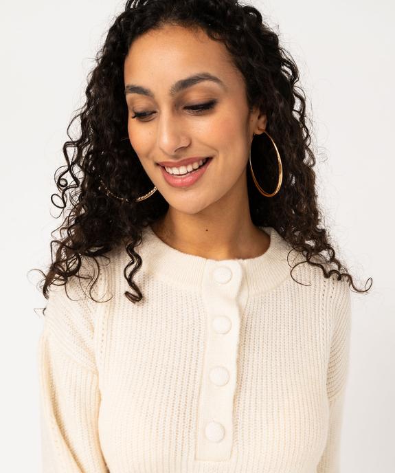 Pull grosse maille à col rond boutonné femme vue2 - GEMO(FEMME PAP) - GEMO
