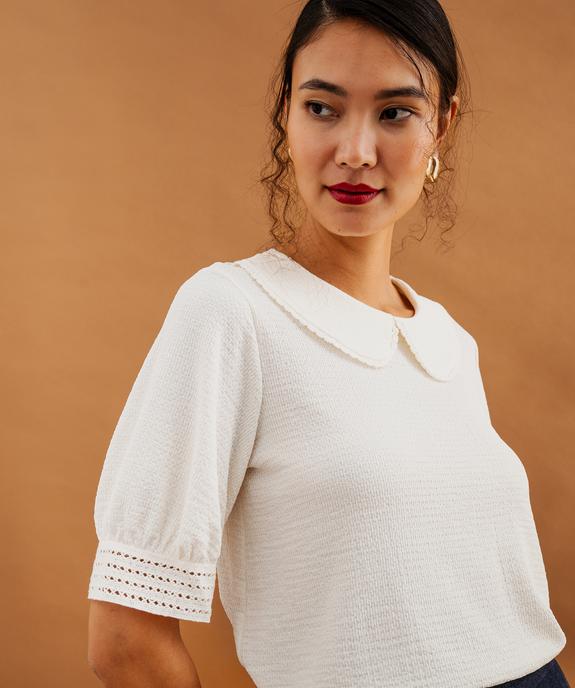 Blouse unie col claudine femme vue3 - GEMO(FEMME PAP) - GEMO