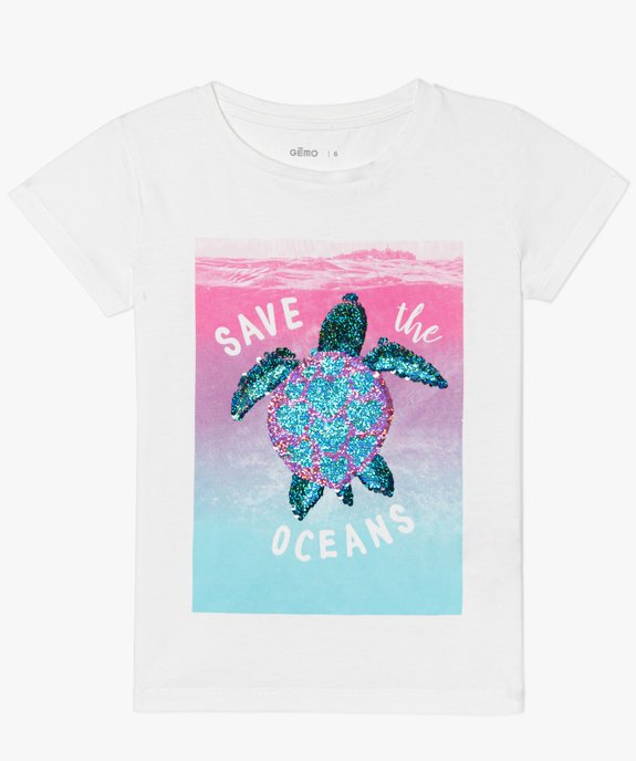 Tee-shirt fille avec motif en sequins réversibles vue1 - GEMO (ENFANT) - GEMO