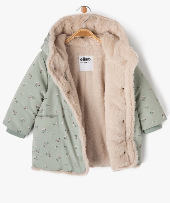 Blouson à capuche doublure fourrure imitation bébé fille vue2 - GEMO 4G BEBE - GEMO