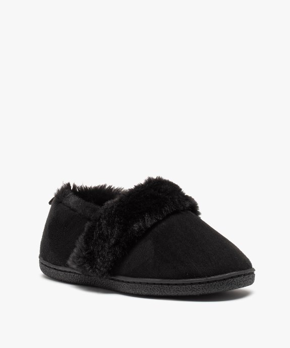 Chaussons femme fourrés dessus en suédine unie vue2 - GEMO(HOMWR FEM) - GEMO