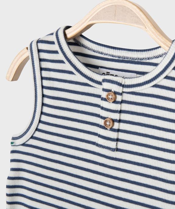 Débardeur rayé en maille côtelée bébé garçon vue2 - GEMO 4G BEBE - GEMO