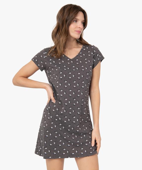 Chemise de nuit imprimée à manches courtes femme vue1 - GEMO 4G FEMME - GEMO