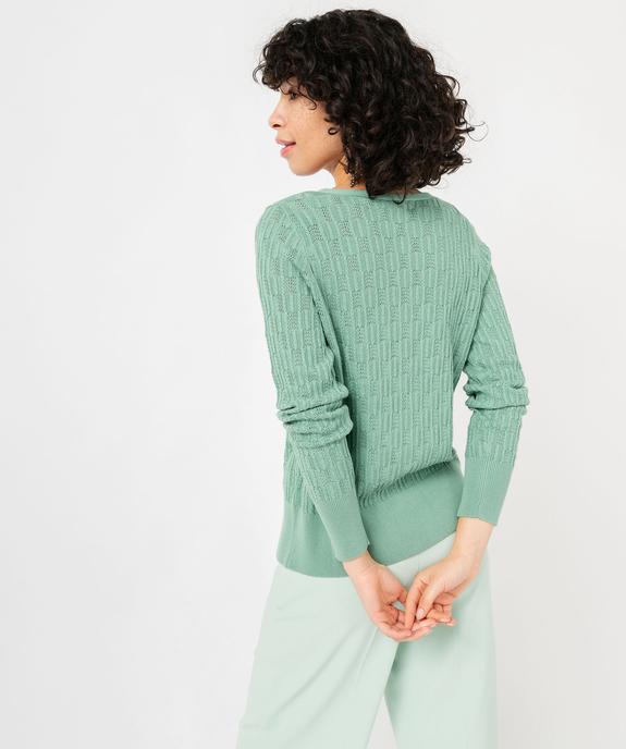 Gilet en maille ajourée et boutons nacrés femme vue3 - GEMO(FEMME PAP) - GEMO