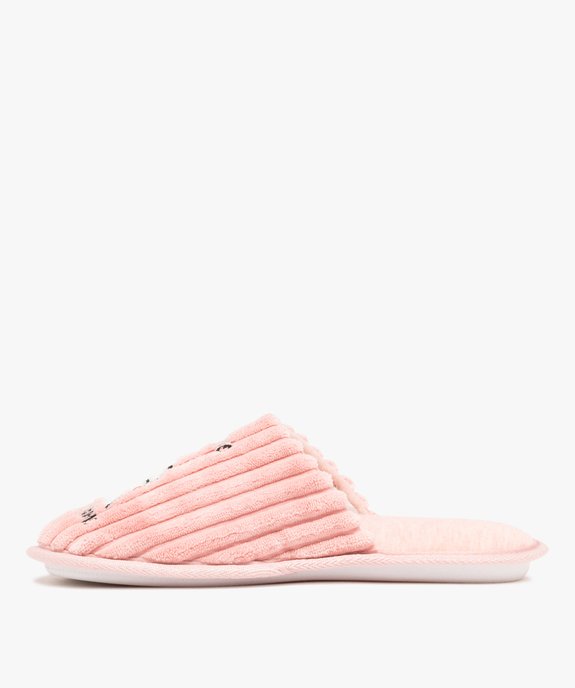 Chaussons femme mules en velours côtelé dessus fantaisie vue3 - GEMO(HOMWR FEM) - GEMO