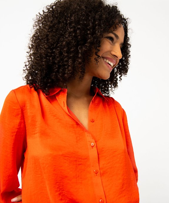 Chemise en satin à manches longues femme vue3 - GEMO 4G FEMME - GEMO