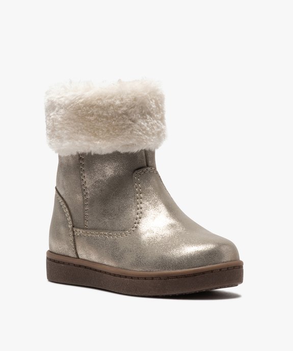 Boots fourrées bébé fille zippées dessus métallisé vue2 - GEMO(BEBE DEBT) - GEMO