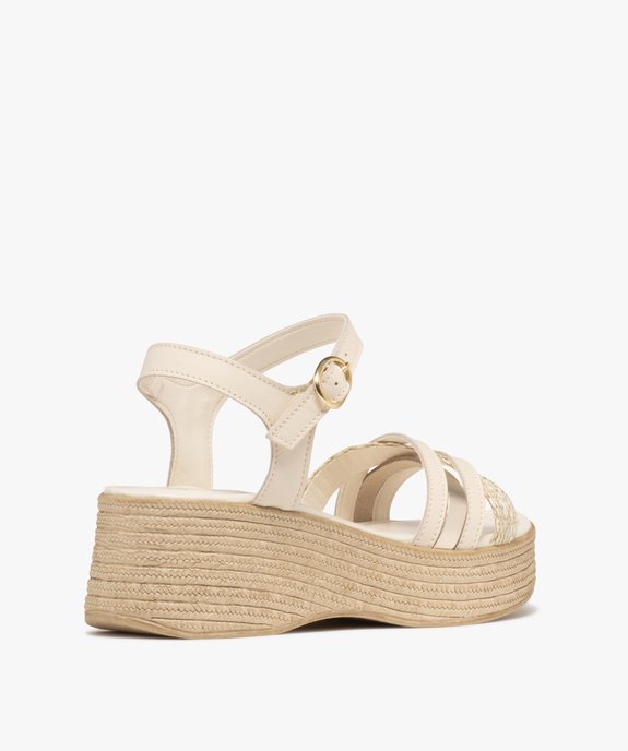Sandales à brides avec semelle plateforme aspect corde femme - Tanéo vue4 - TANEO - GEMO