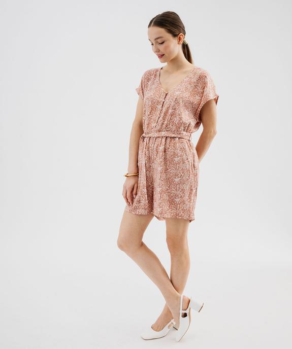 Combishort imprimé en viscose fluide femme vue1 - GEMO 4G FEMME - GEMO