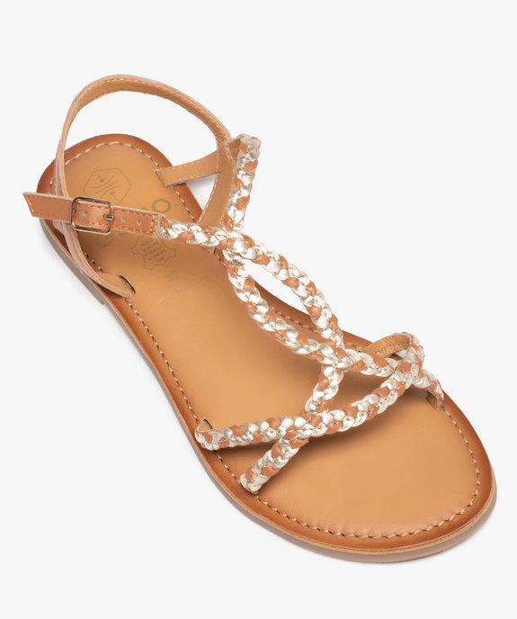 Sandales femme à talon plat et brides tressées en cuir vue5 - GEMO (CASUAL) - GEMO