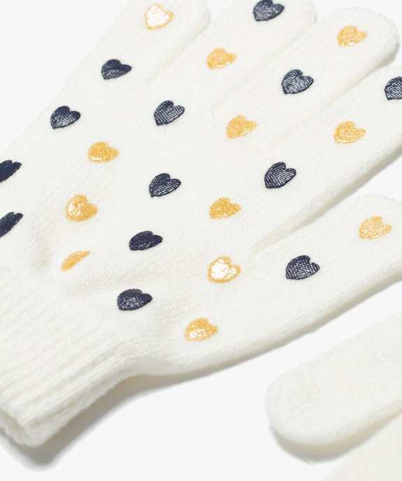 Gants imprimé cœurs en maille extensible fille vue2 - GEMO (ENFANT) - GEMO