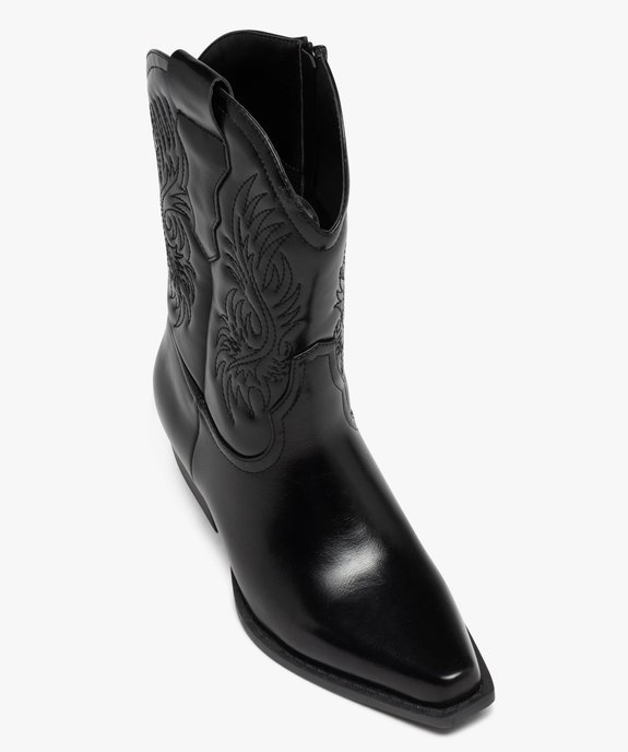 Bottes santiags à bout carré et broderies femme vue5 - GEMO (CASUAL) - GEMO