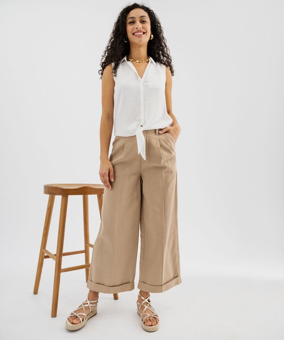 Chemise sans manches imprimée avec nœud dans le bas femme vue5 - GEMO 4G FEMME - GEMO