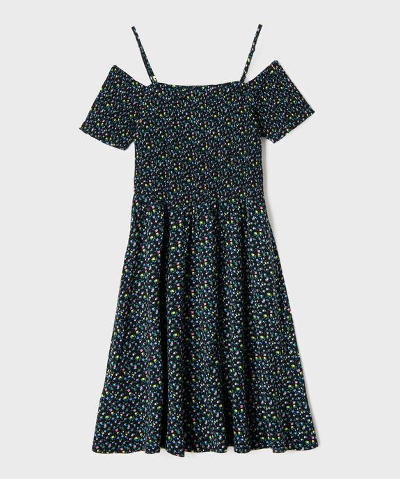 Robe fleurie à fines bretelles et buste smocké fille vue5 - GEMO 4G FILLE - GEMO