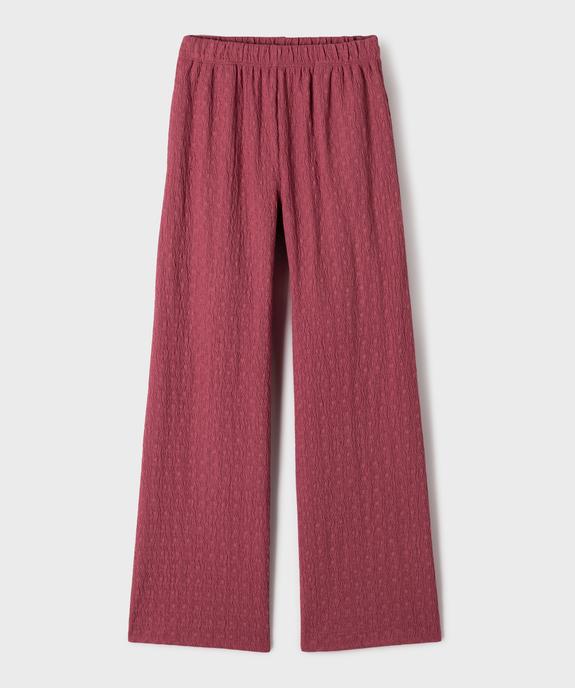 Pantalon large en maille texturée et extensible fille vue1 - GEMO 4G FILLE - GEMO