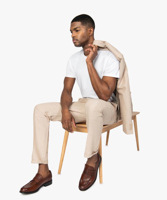 Pantalon de costume homme ajusté en lin majoritaire vue1 - GEMO (HOMME) - GEMO