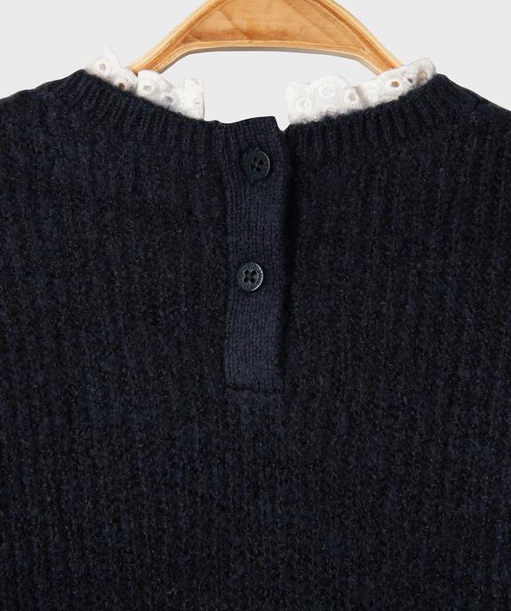 Pull en grosse maille douillette à col dentelle bébé fille - LuluCastagnette vue2 - LULUCASTAGNETTE - GEMO