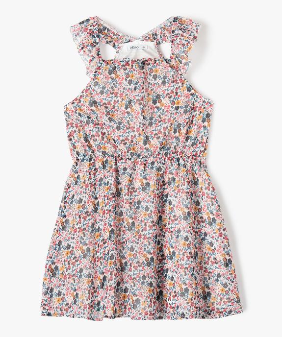 Robe fille sans manches à motifs fleuris et rayures pailletées vue1 - GEMO (ENFANT) - GEMO