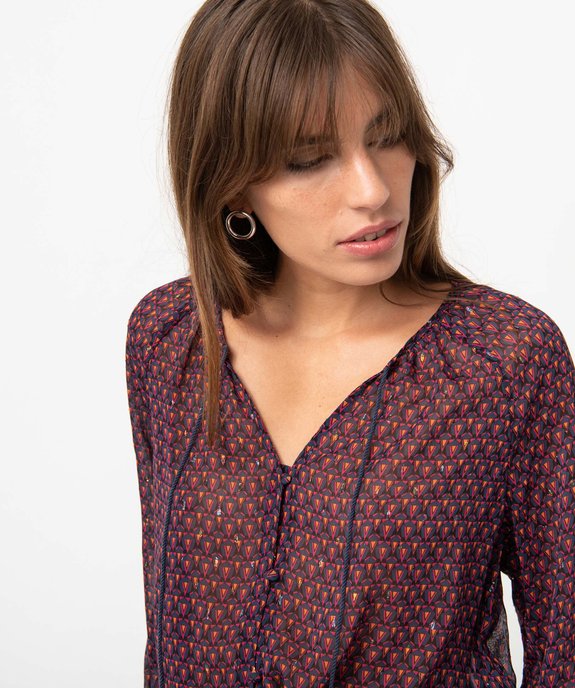 Blouse femme imprimée en voile vue2 - GEMO(FEMME PAP) - GEMO