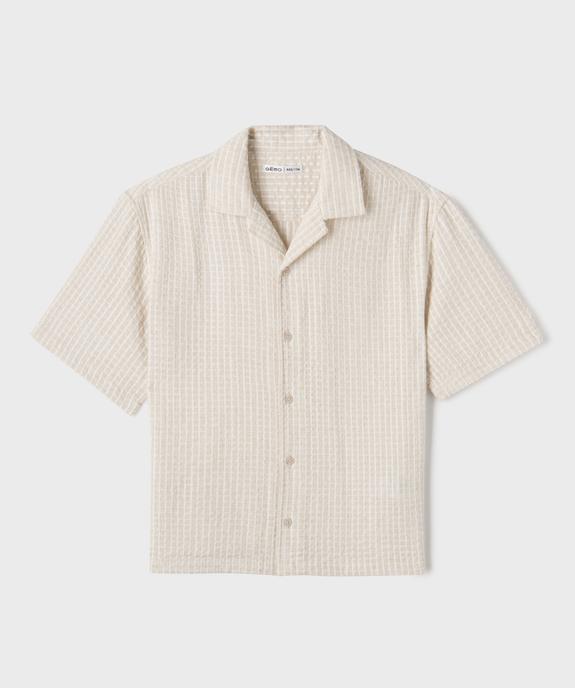 Chemise manches courtes à col cubain garçon vue3 - GEMO (JUNIOR) - GEMO