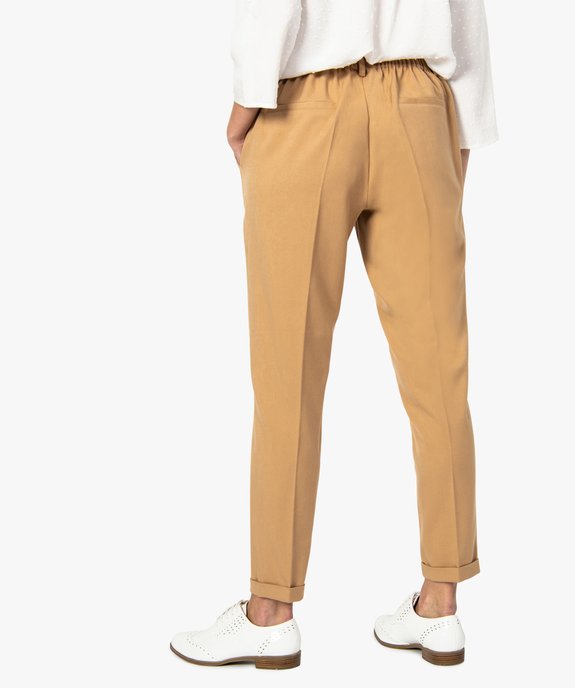 Pantalon femme en toile avec revers cousus vue3 - GEMO(FEMME PAP) - GEMO