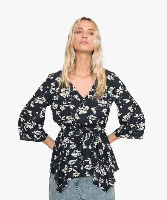 Blouse femme à motifs fleuris avec taille ajustable vue1 - GEMO(FEMME PAP) - GEMO