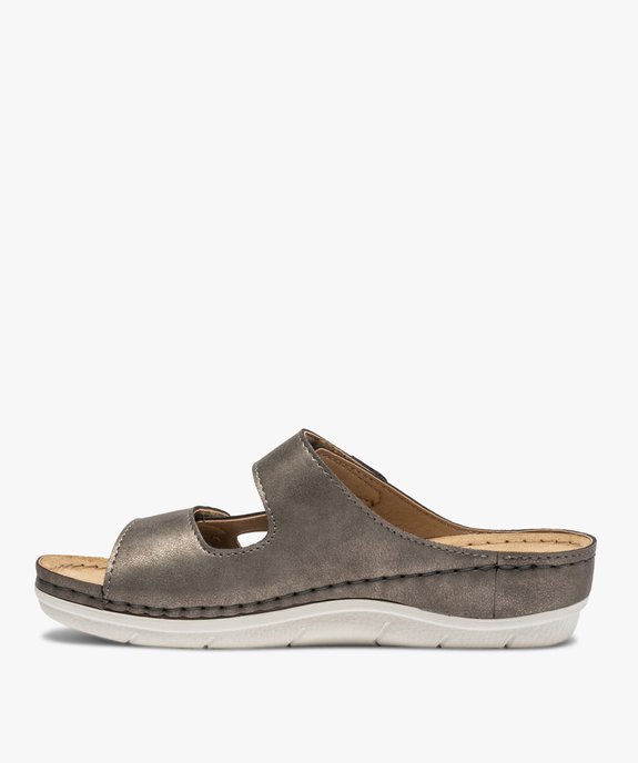 Mules femme confort dessus larges brides à scratch vue3 - GEMO (CONFORT) - GEMO