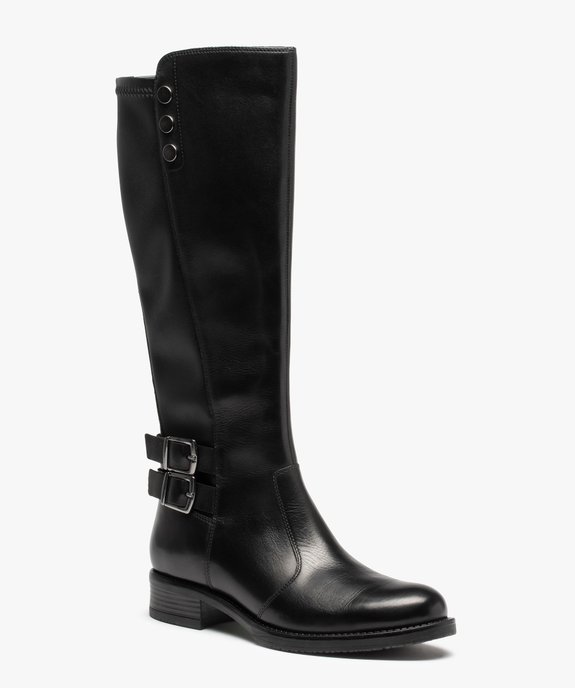 Bottes femme cavalières dessus cuir uni - Tanéo vue3 - TANEO - GEMO