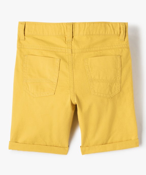 Bermuda garçon en coton twill uni à revers vue5 - GEMO 4G GARCON - GEMO