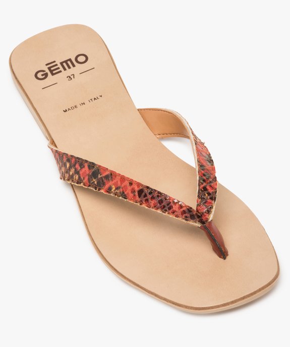 Sandales femme à talon plat et entre-doigts imitation cuir vue5 - GEMO (CASUAL) - GEMO