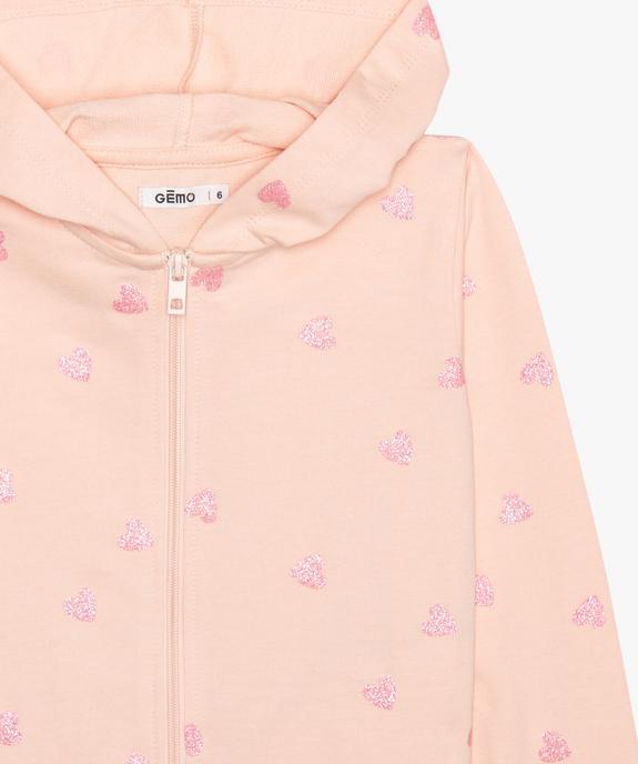 Sweat fille zippé imprimé à capuche  vue2 - GEMO (ENFANT) - GEMO
