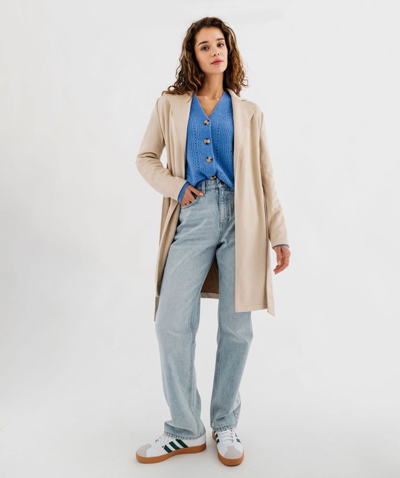 Manteau trench en suédine avec ceinture femme vue4 - GEMO 4G FEMME - GEMO