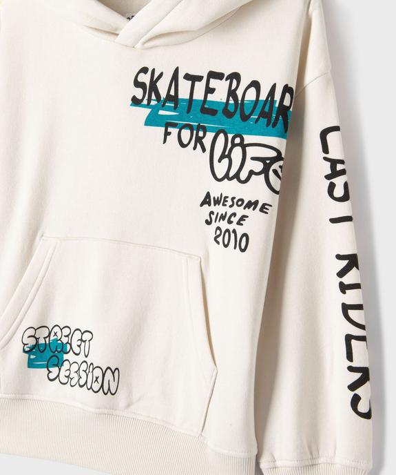 Sweat à capuche avec inscriptions skate garçon vue2 - GEMO 4G GARCON - GEMO