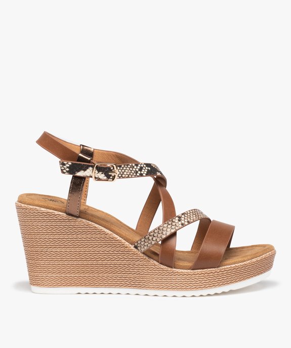 Sandales femme compensées à brides fantaisie vue1 - GEMO(URBAIN) - GEMO