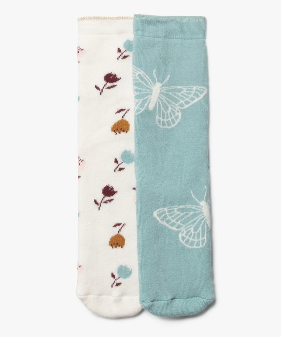 Chaussettes d’intérieur antidérapantes à motifs fleuris fille (lot de 2) vue1 - GEMO 4G FILLE - GEMO