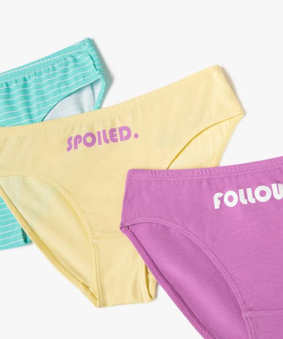 Culottes imprimées en coton stretch fille (lot de 3) vue2 - GEMO 4G FILLE - GEMO