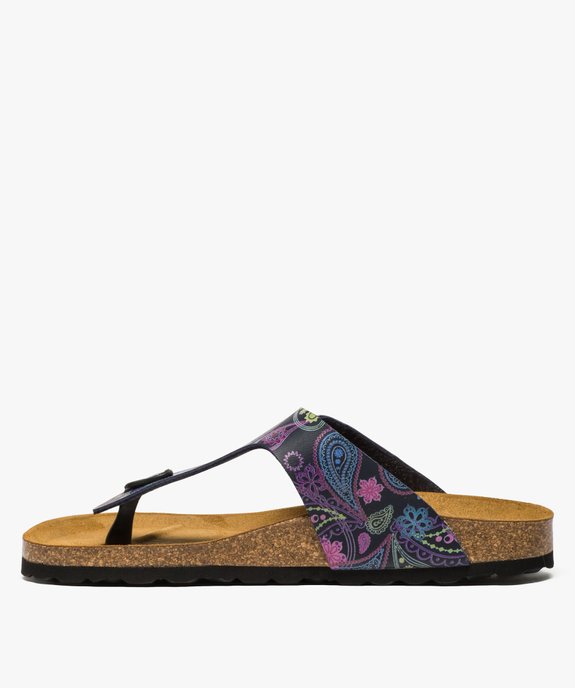 Mules femme à talon plat et bride entre-doigts imprimée vue3 - GEMO (CASUAL) - GEMO